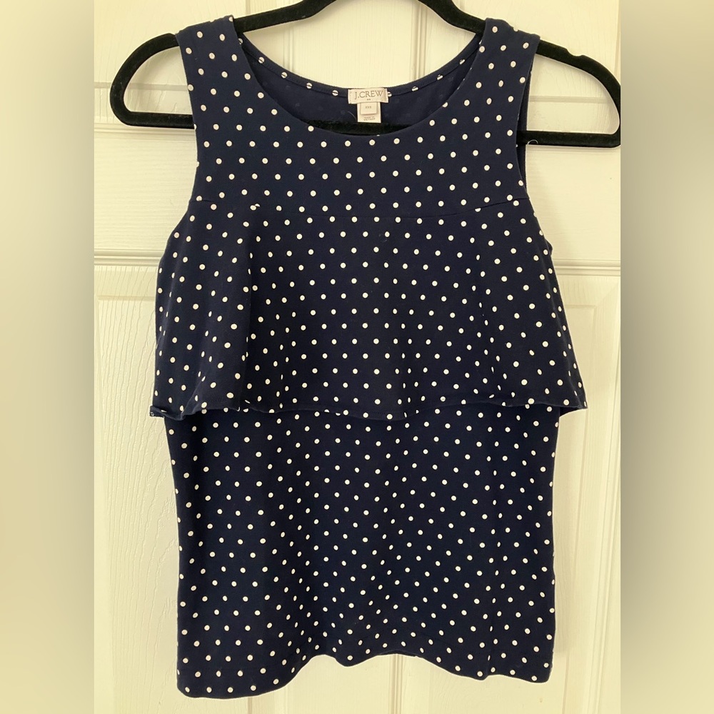 J. Crew Navy Blue Polkadot Tank